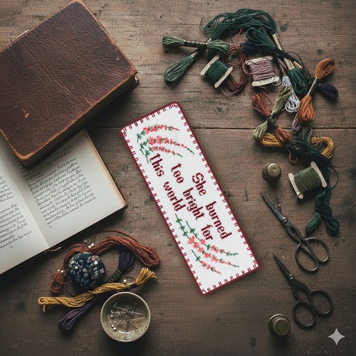 She Burned Too Bright — Counted Cross Stitch Bookmark Kit She Burned Too Bright — Counted Cross Stitch Bookmark Kit