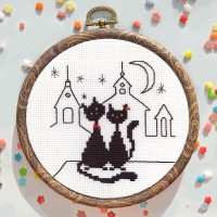 Moonlit Cats Beaded Cross Stitch Kit
