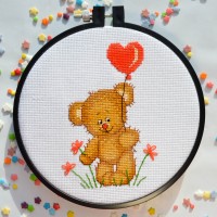 Teddy with a Balloon Counted Cross Stitch Kit