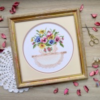 Pansy Teacup Counted Cross Stitch Kit